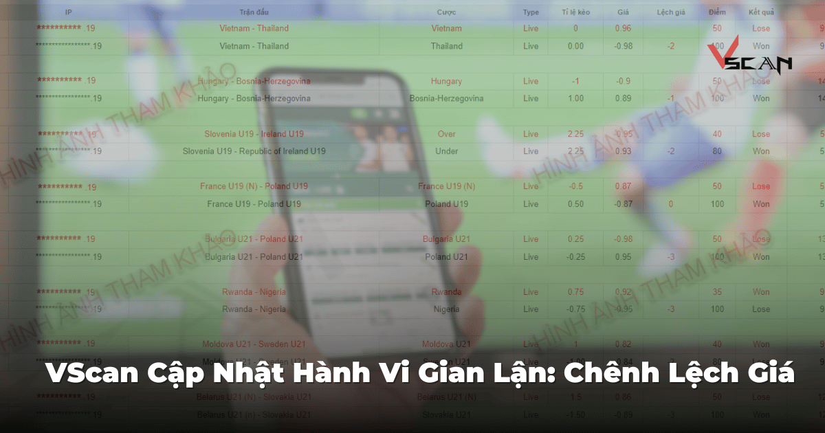 vscan cập nhật hành vi gian lận: chênh lệch giá